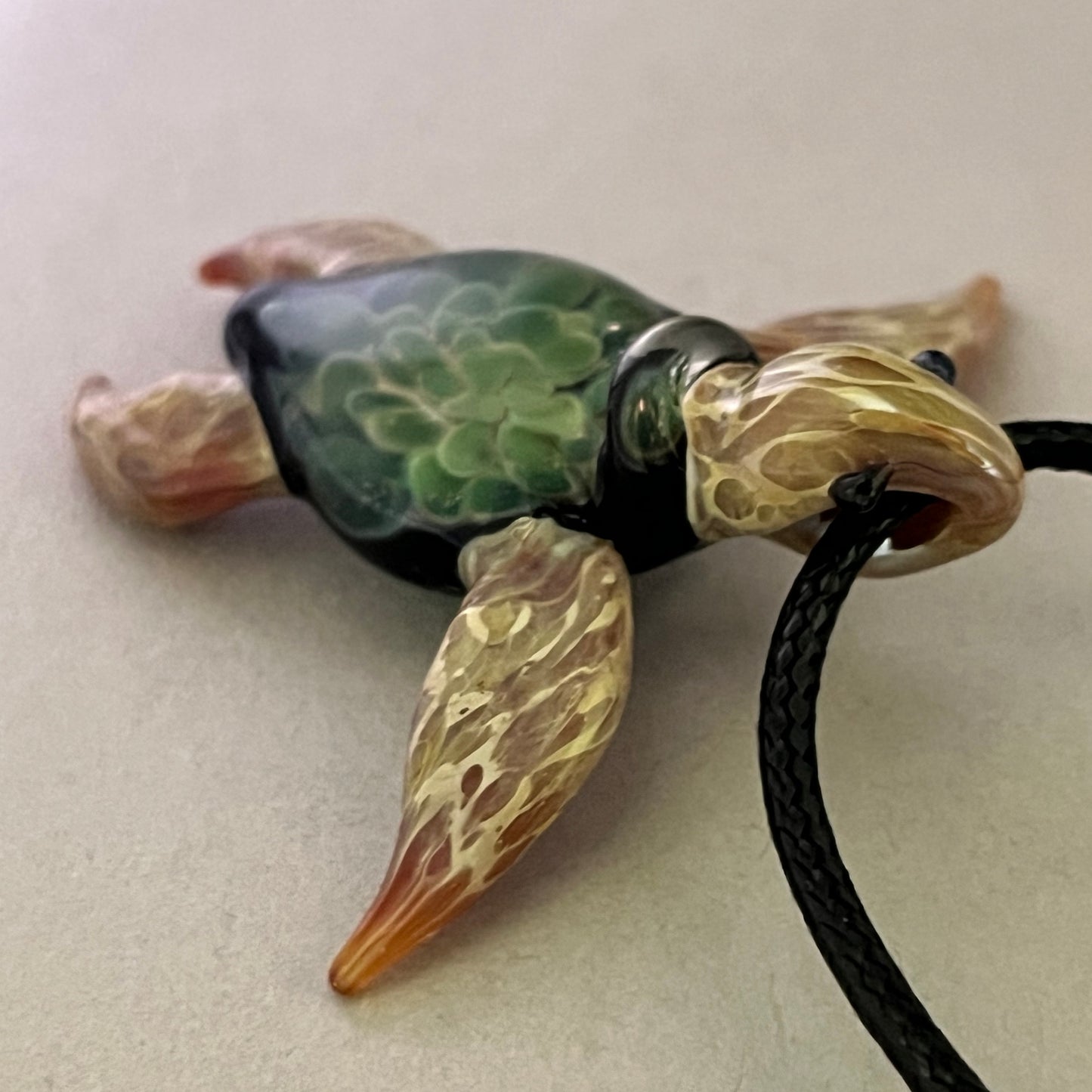 Exquisite Hawaiian Sea Turtle: Handcrafted Glass Pendant with Coral Reef Inside the Shell - GLASSnFIRE