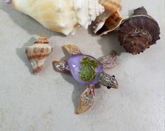 Sea Turtle Pendant Necklace Hand made Glass Jewelry Glass art by Ron