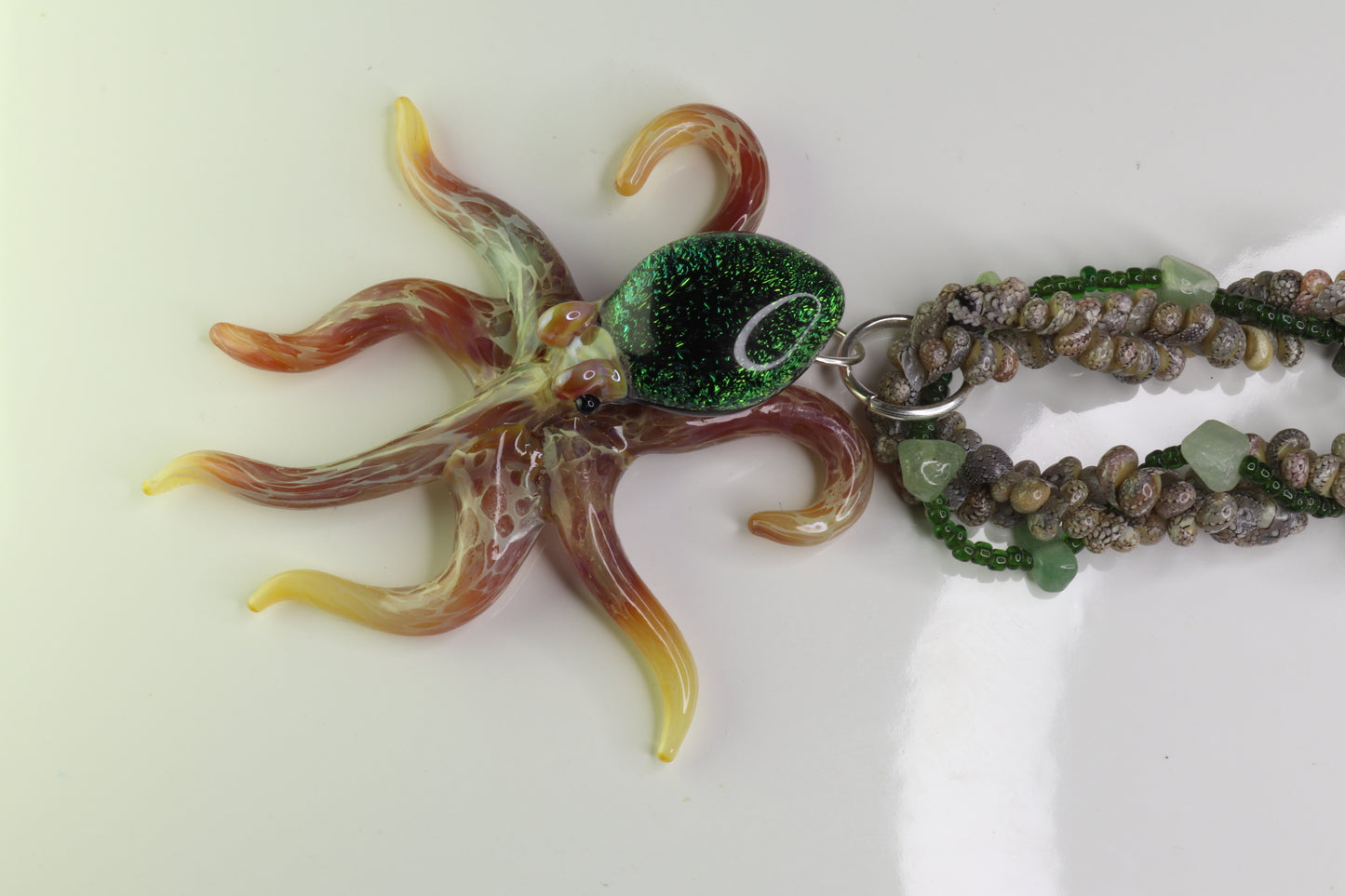 Emerald Glass Octopus Necklace - GLASSnFIRE