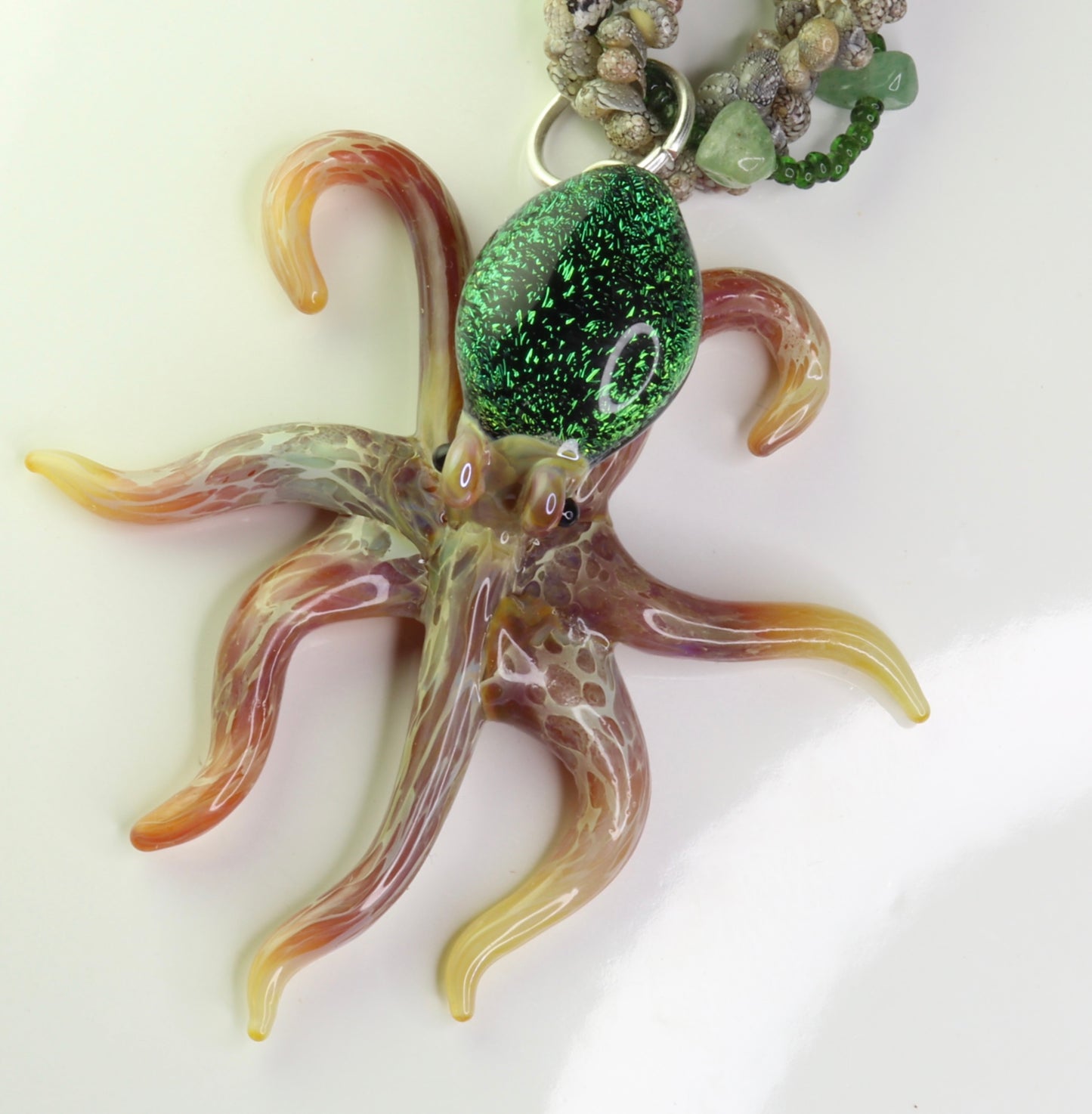 Emerald Glass Octopus Necklace - GLASSnFIRE