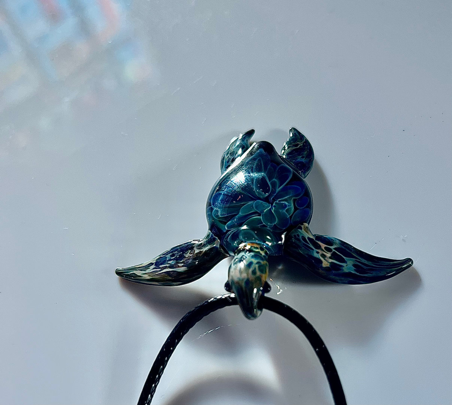 Handcrafted Green Sea Turtle Pendant Necklace - Unique Hawaiian Honu Design - GLASSnFIRE
