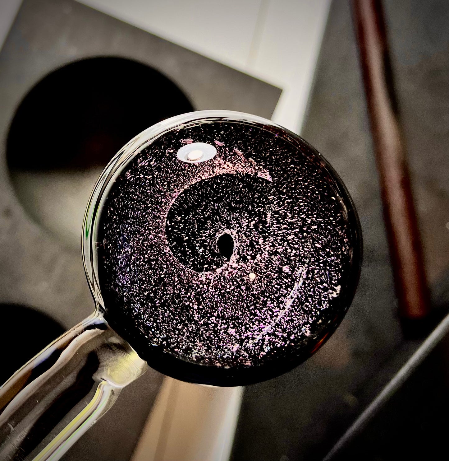 Galaxy Vortex inside this purple glass sea turtle - GLASSnFIRE