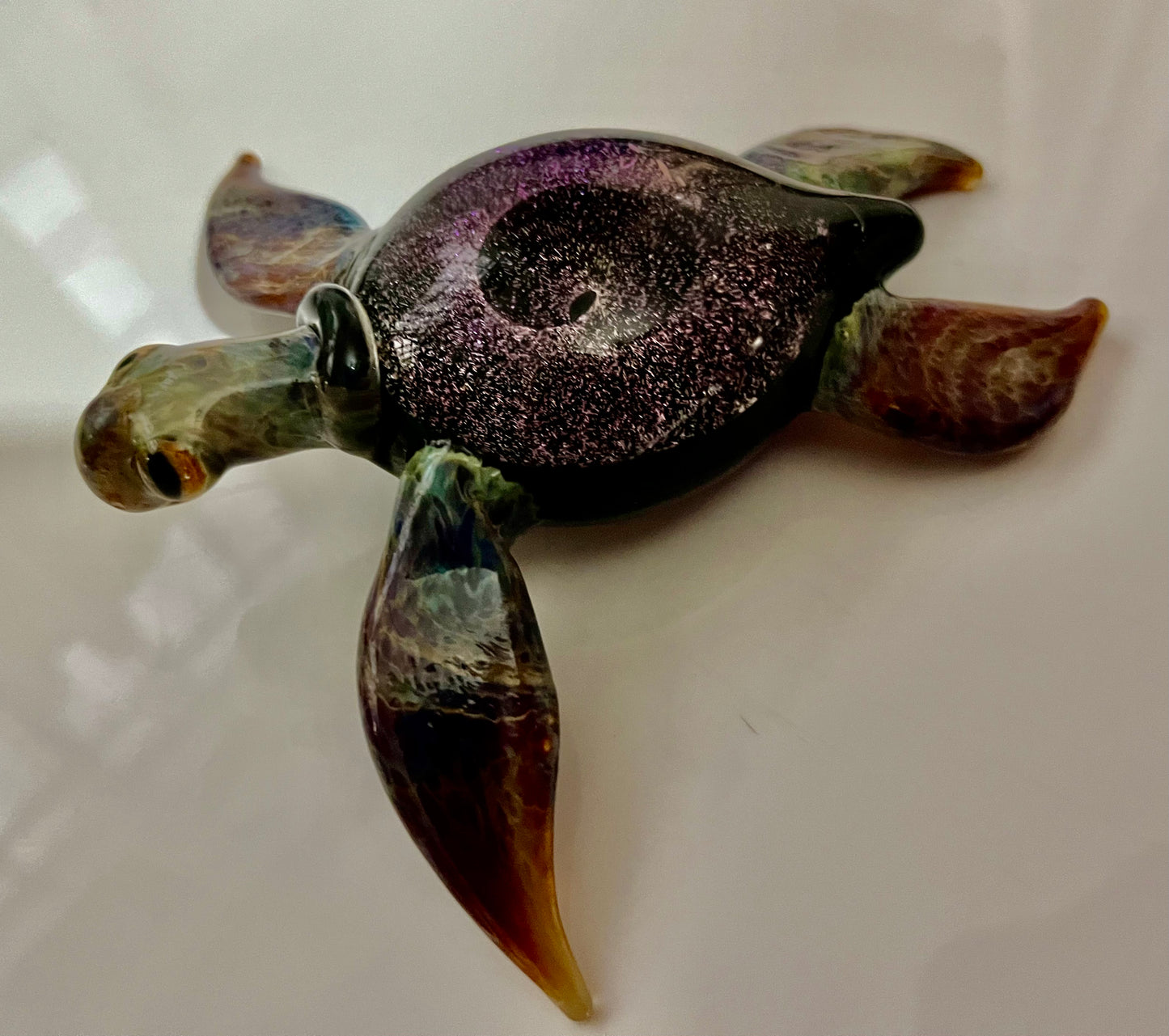 Galaxy Vortex inside this purple glass sea turtle - GLASSnFIRE