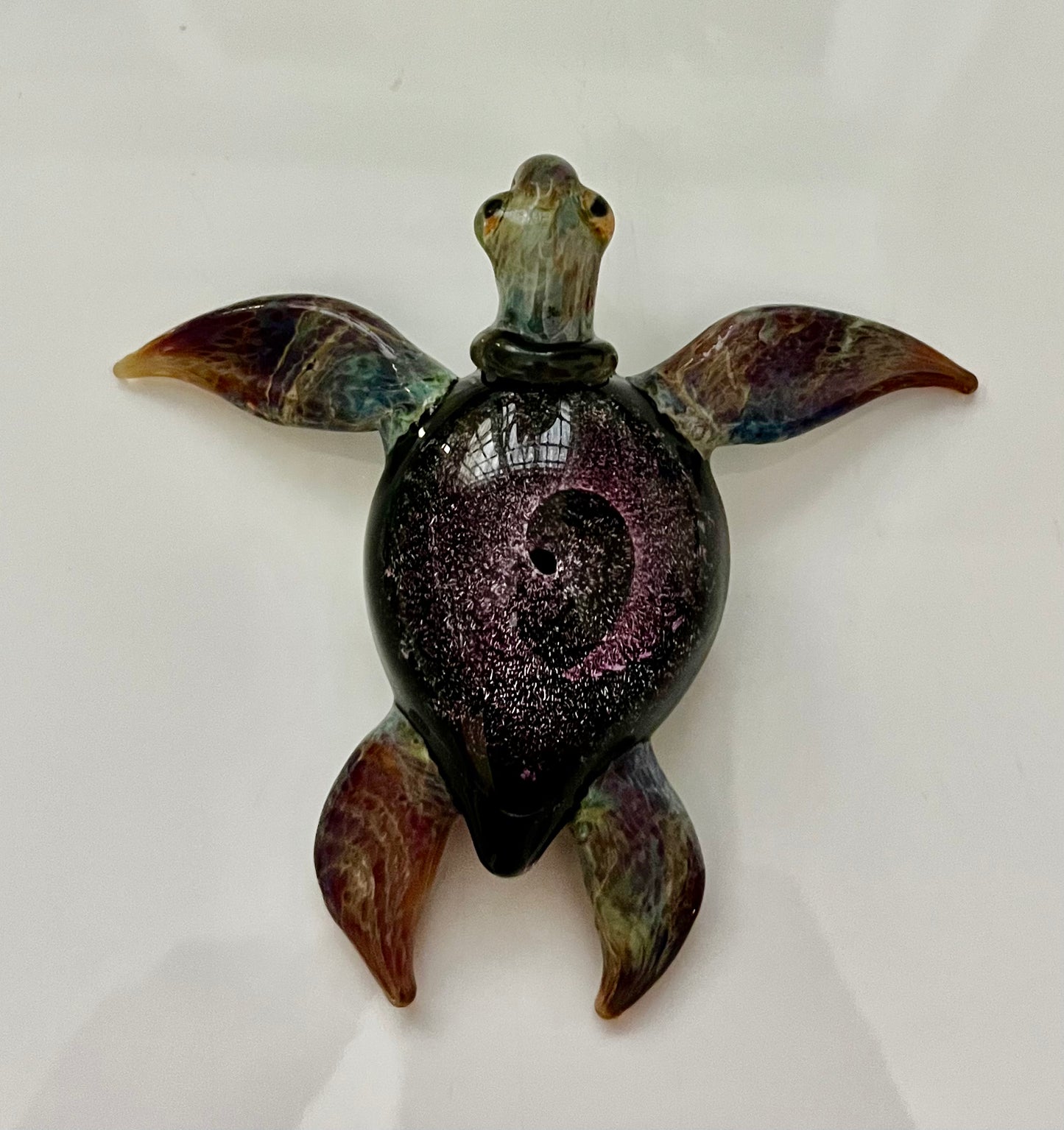 Galaxy Vortex inside this purple glass sea turtle - GLASSnFIRE