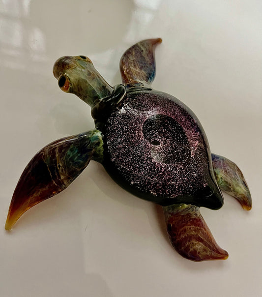 Galaxy Vortex inside this purple glass sea turtle - GLASSnFIRE