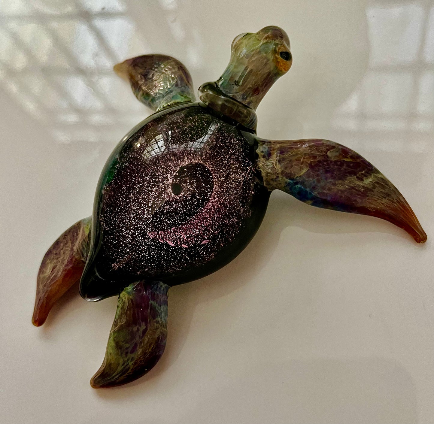 Galaxy Vortex inside this purple glass sea turtle - GLASSnFIRE