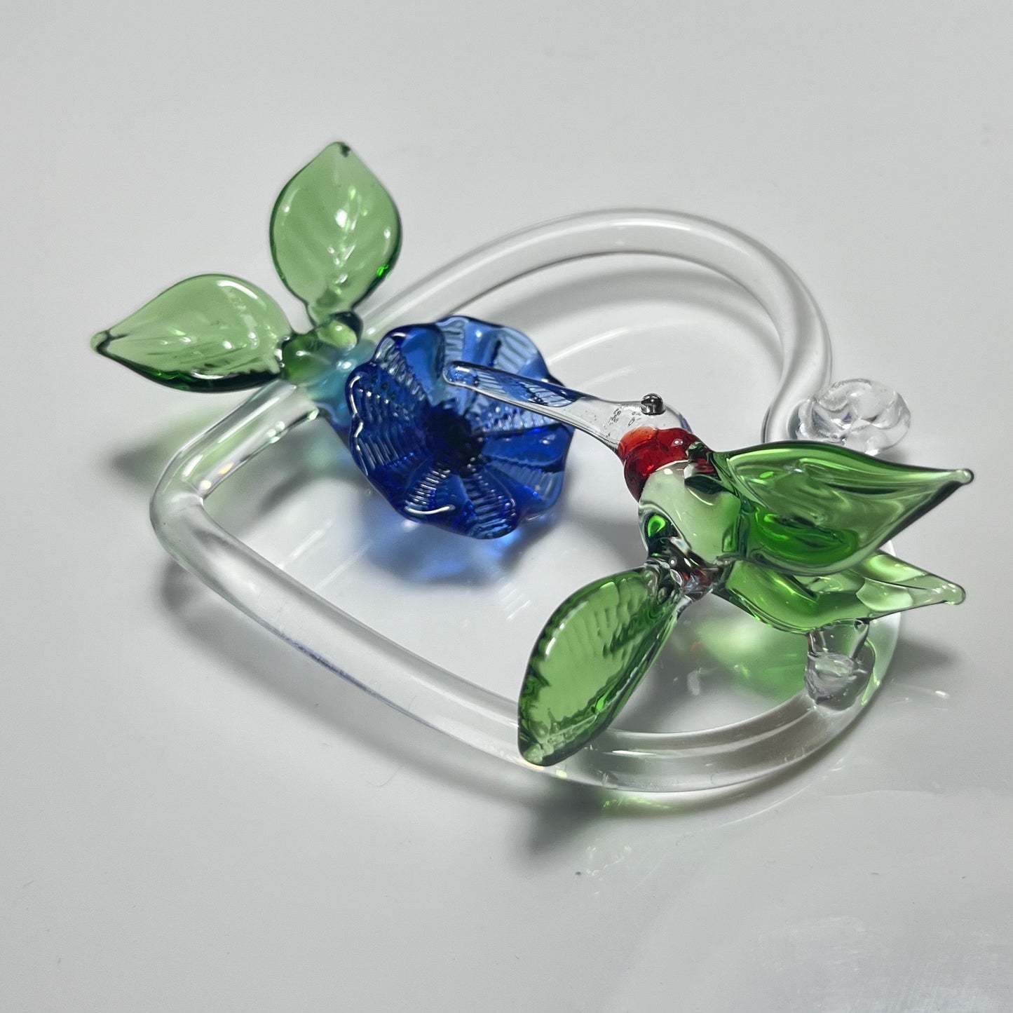 Eternal Love Hummingbird Glass Blown Heart Ornament