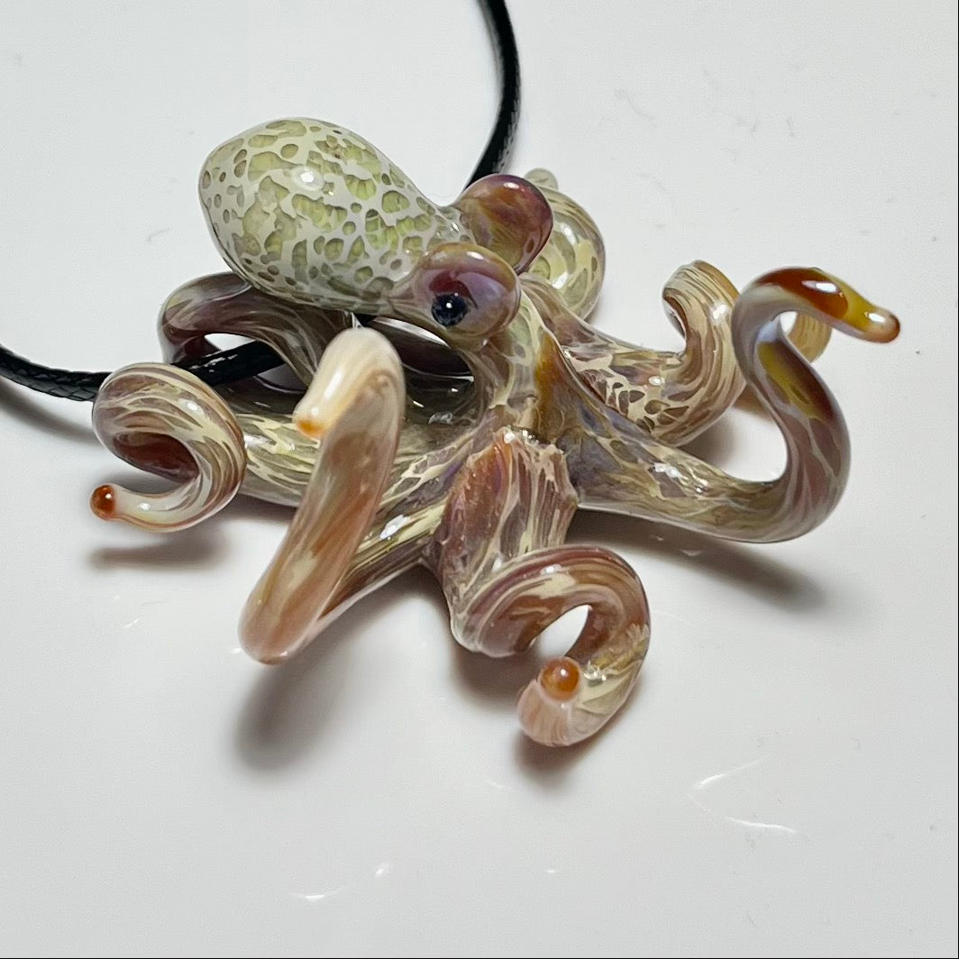 Glass Beach Speckled Octopus pendant - GLASSnFIRE