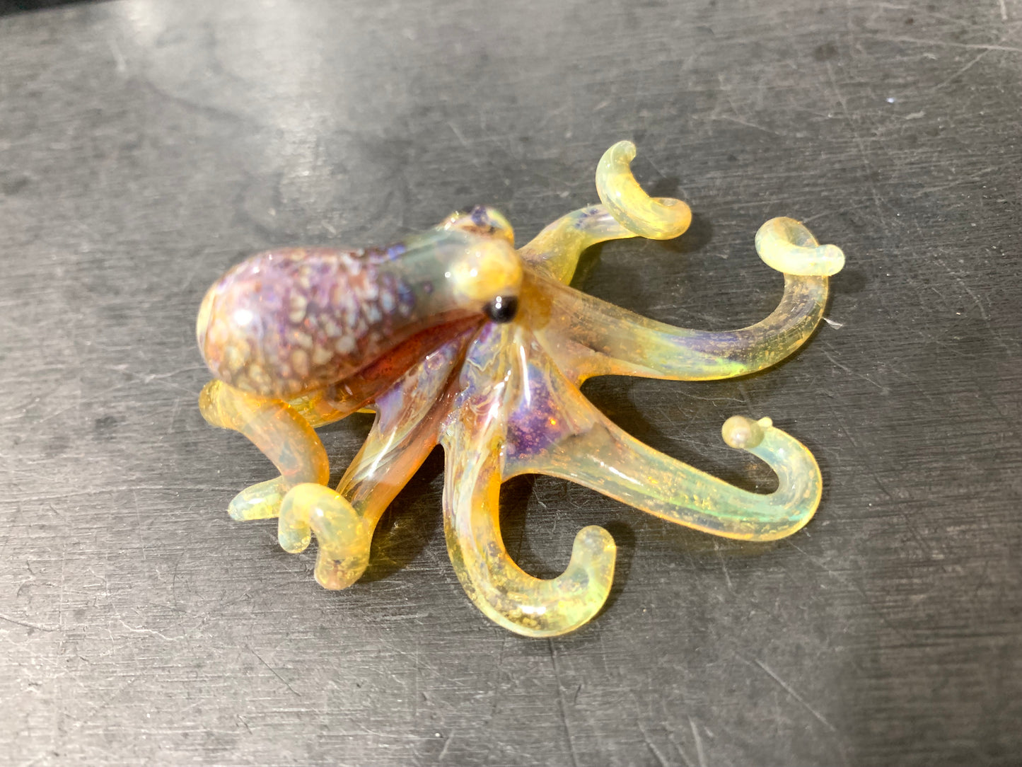 Shades of Purple Octopus Glass Necklace – Unique Blown Glass Pendant for Men & Women – Art Deco Jewelry