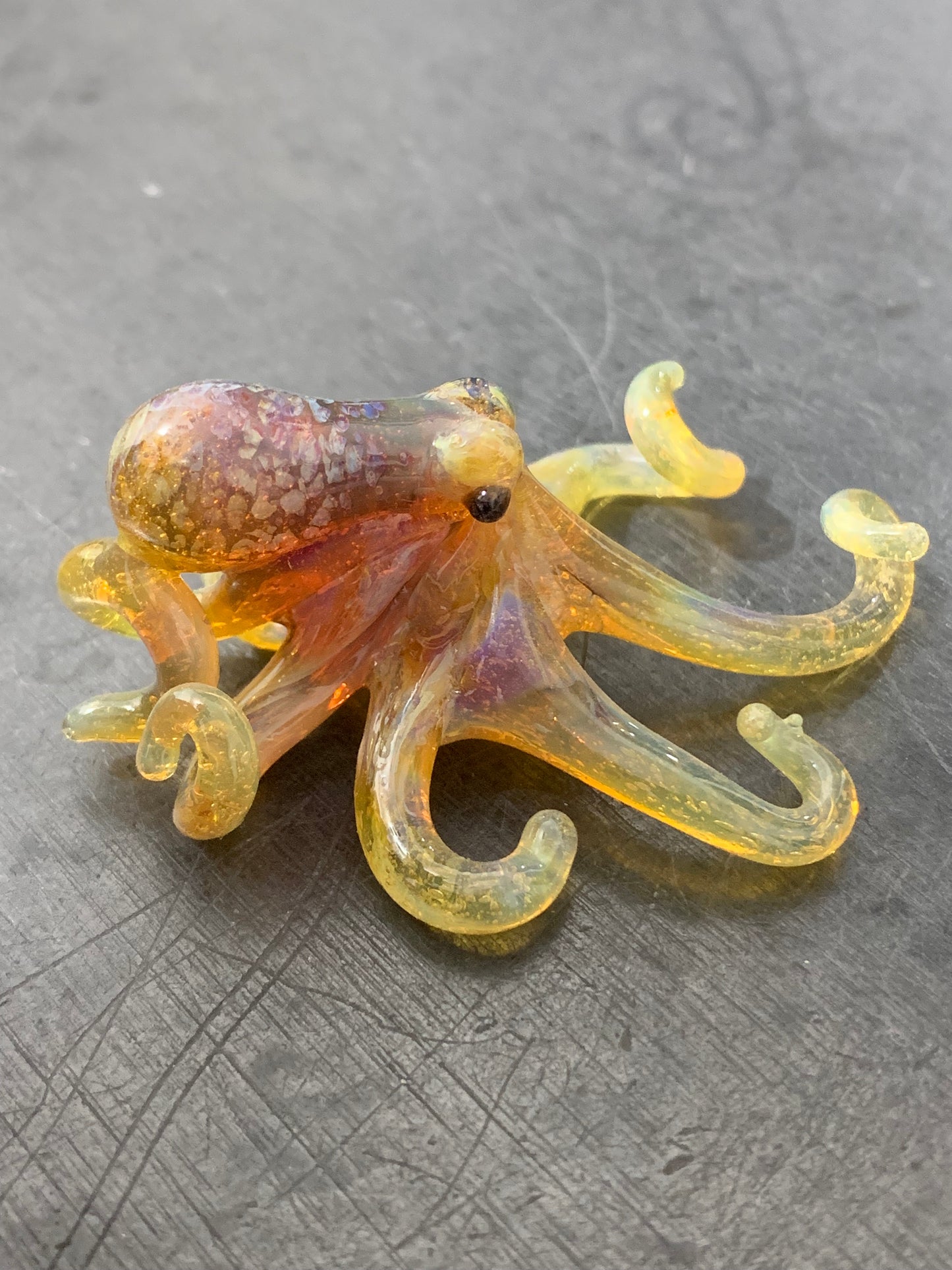 Shades of Purple Octopus Glass Necklace – Unique Blown Glass Pendant for Men & Women – Art Deco Jewelry