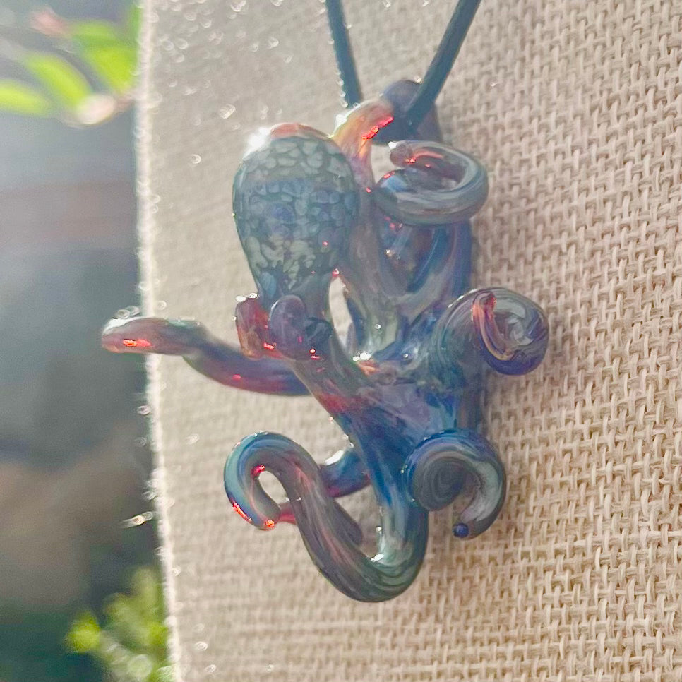 Handcrafted Glass Octopus Pendant |A Purple Treasure from the Deep