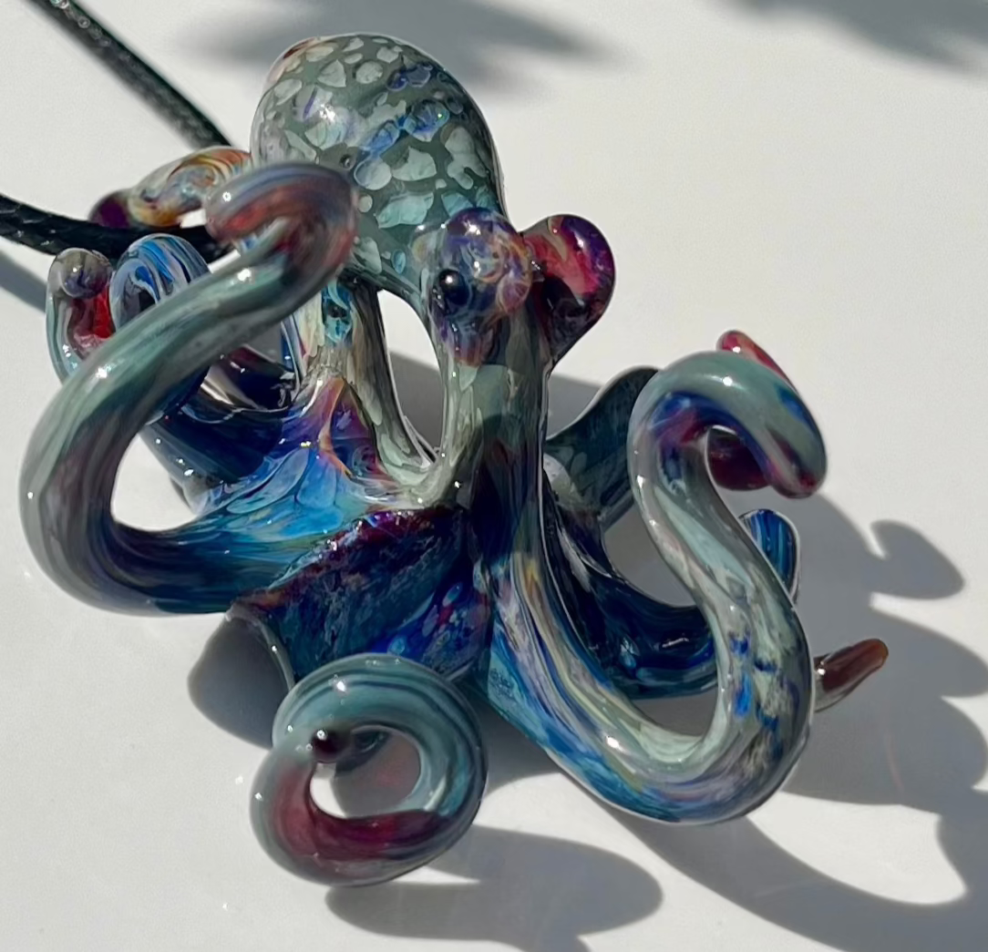 Handcrafted Glass Octopus Pendant |A Purple Treasure from the Deep