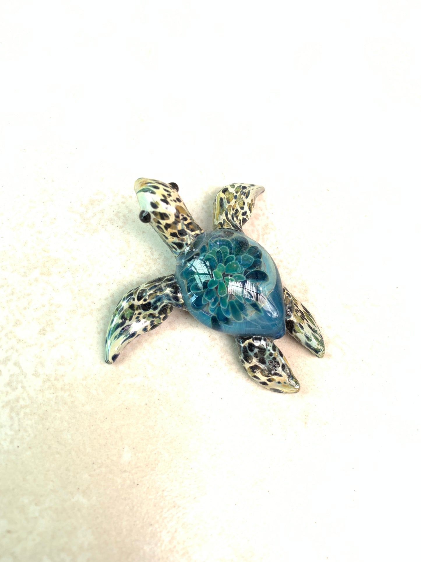 Exquisite Coral Reef Implosion Sea Turtle Glass Pendant – Handcrafted Ocean-Inspired Jewelry