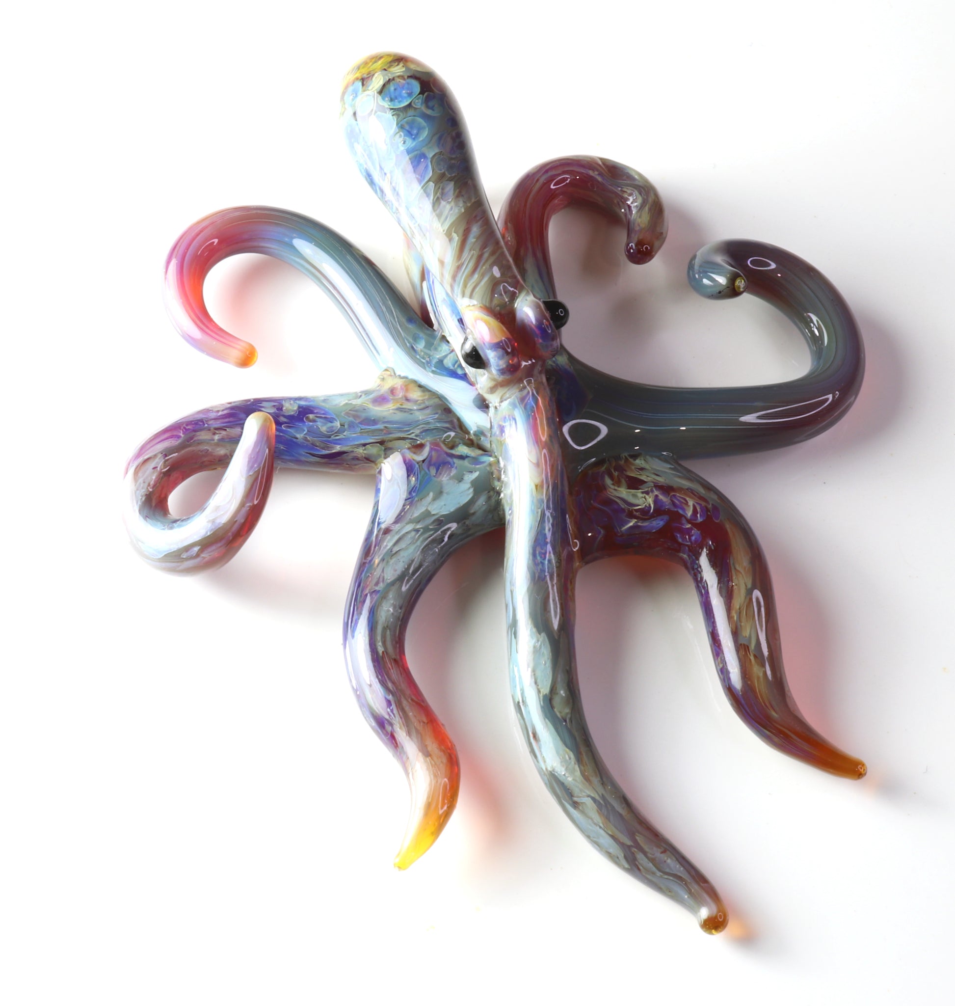 Purple glass spreading octopus pendant - GLASSnFIRE