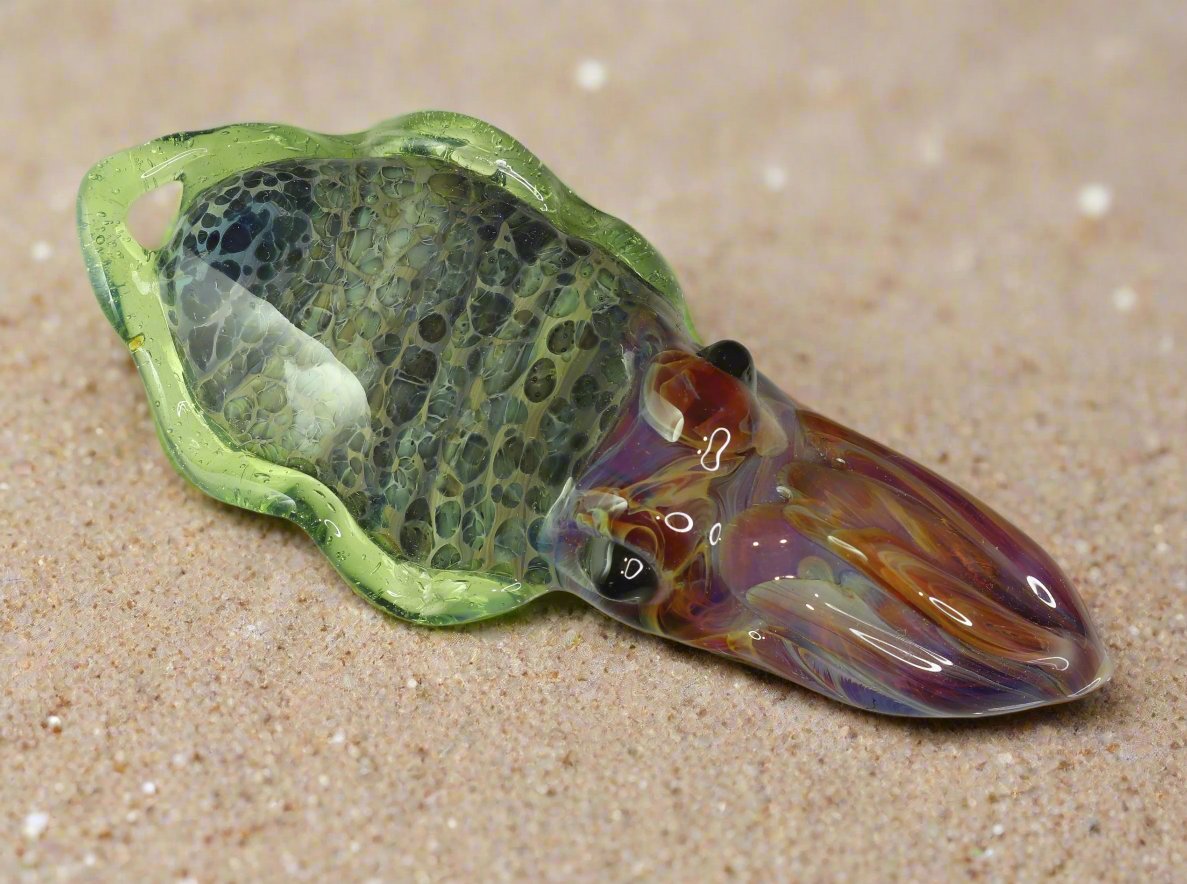 Cuttlefish Pendant, Sea Life Jewelry, Beach Party Necklace, Nautical Sea Life Gift - GLASSnFIRE