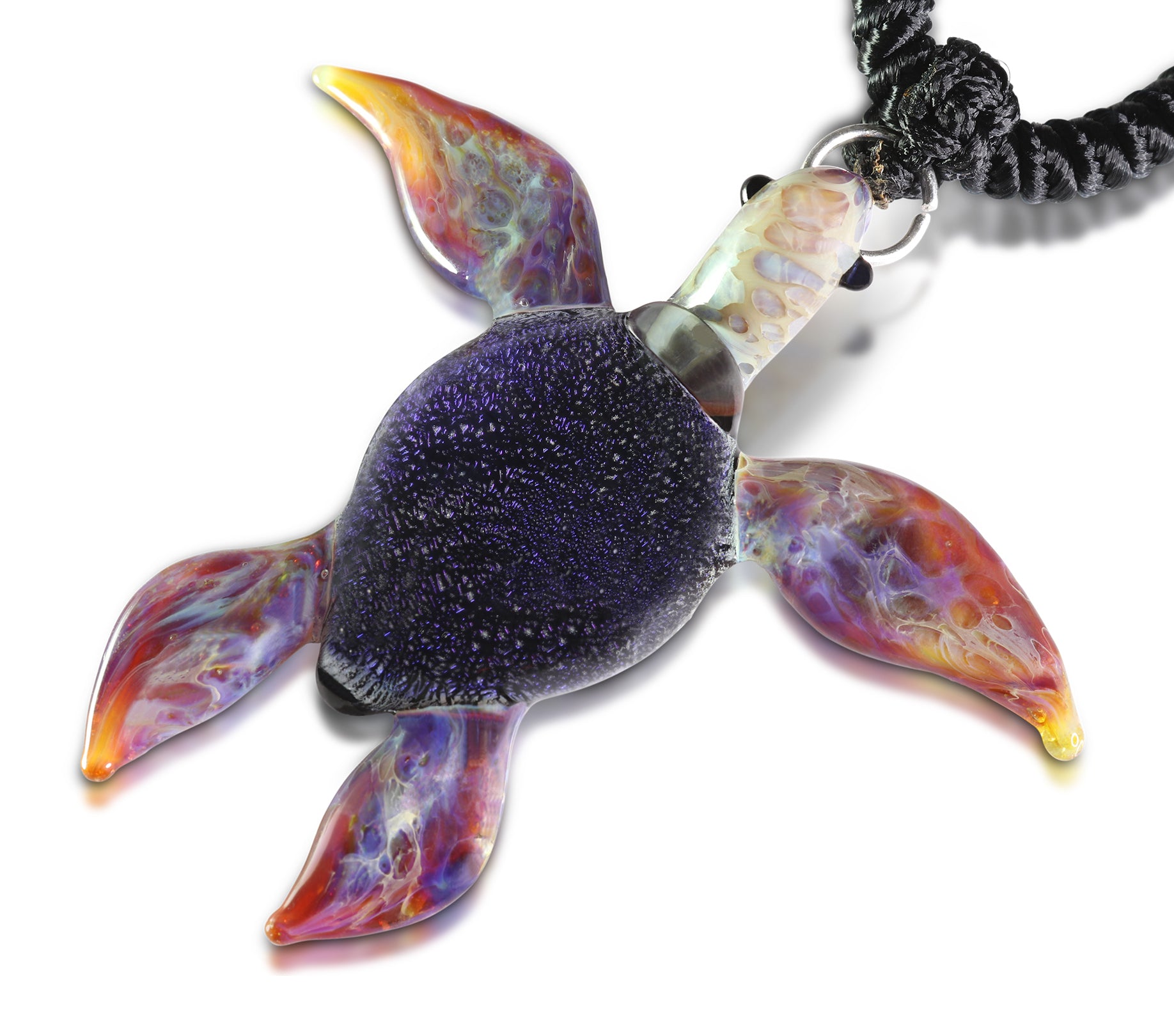 Luminous Hawaiian Purple Glass Sea Turtle Pendant Necklace - GLASSnFIRE