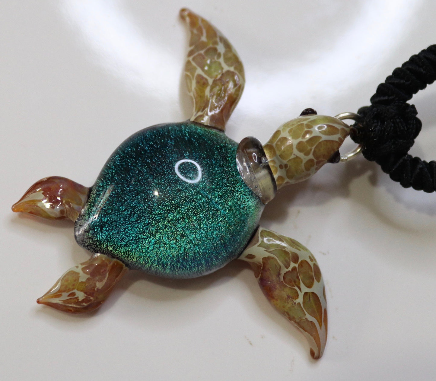 Handmade Emerald Sparkling Glass Sea Turtle Jewelry