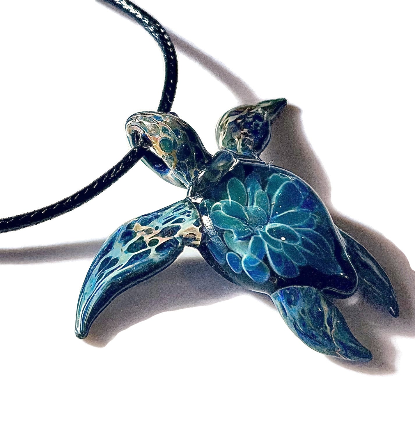 Handcrafted Green Sea Turtle Pendant Necklace - Unique Hawaiian Honu Design - GLASSnFIRE