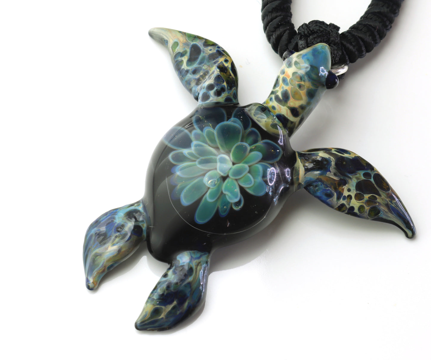 Handcrafted Green Sea Turtle Pendant Necklace - Unique Hawaiian Honu Design - GLASSnFIRE