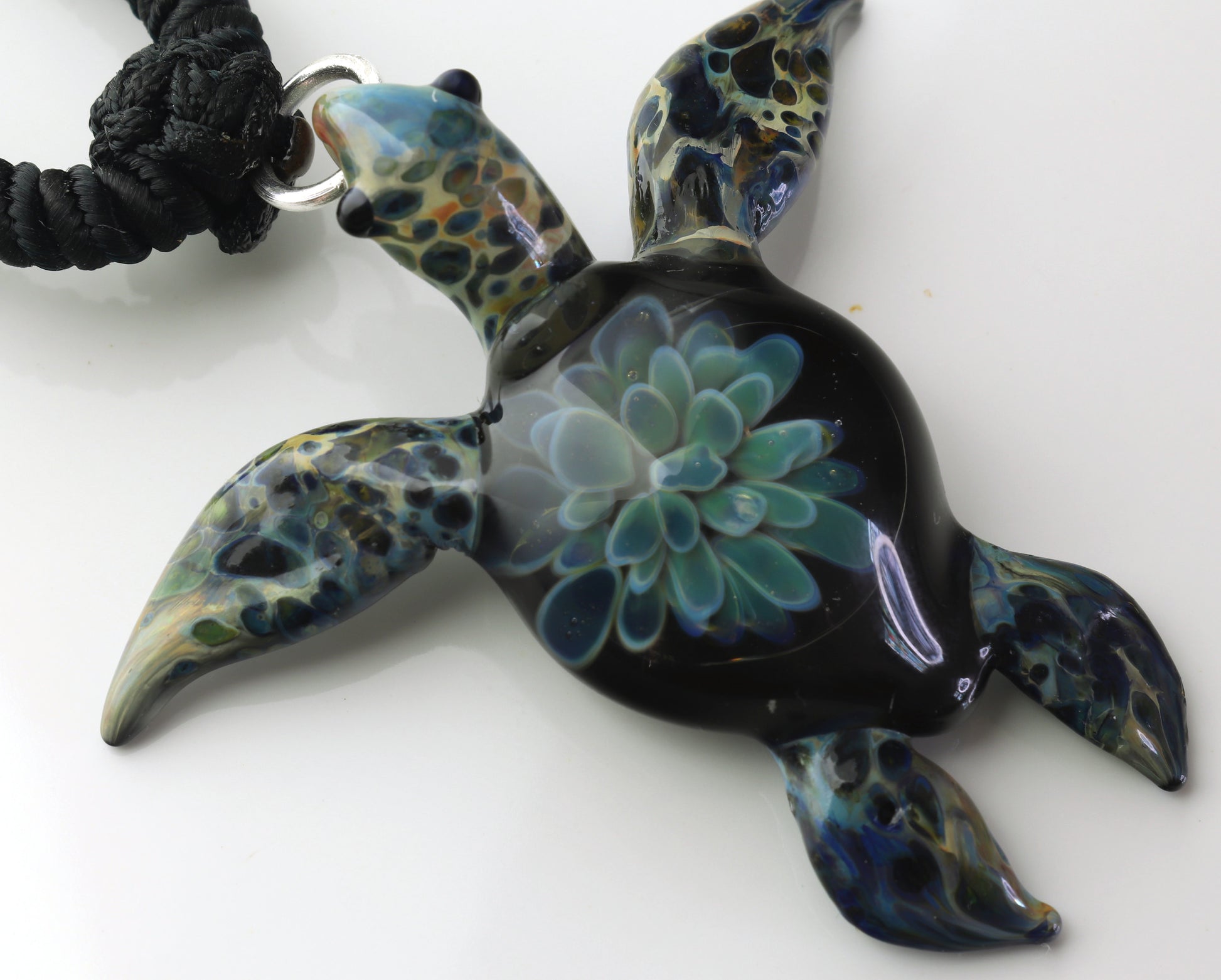 Handcrafted Green Sea Turtle Pendant Necklace - Unique Hawaiian Honu Design - GLASSnFIRE