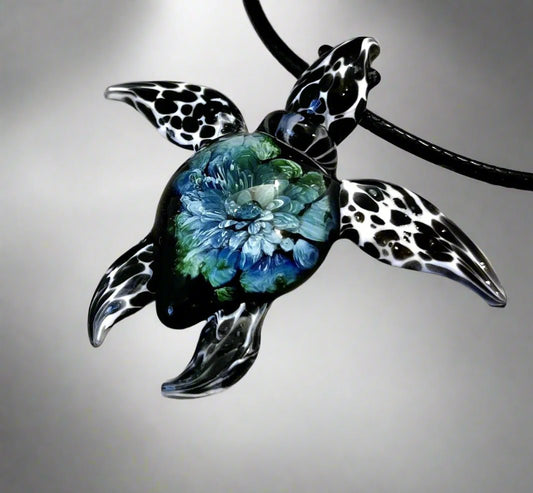 Extraordinary and Gorgeous Glass Loggerhead Sea Turtle Necklace - GLASSnFIRE