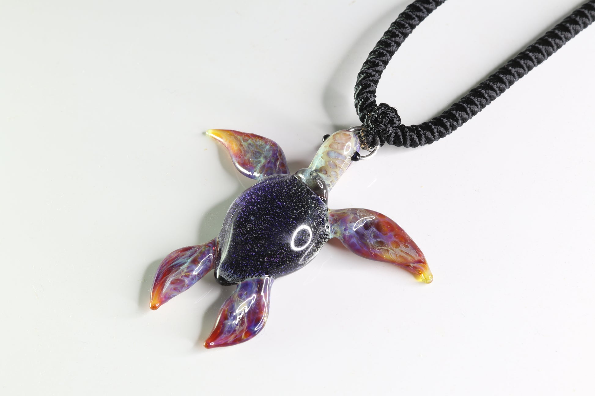 Luminous Hawaiian Purple Glass Sea Turtle Pendant Necklace - GLASSnFIRE