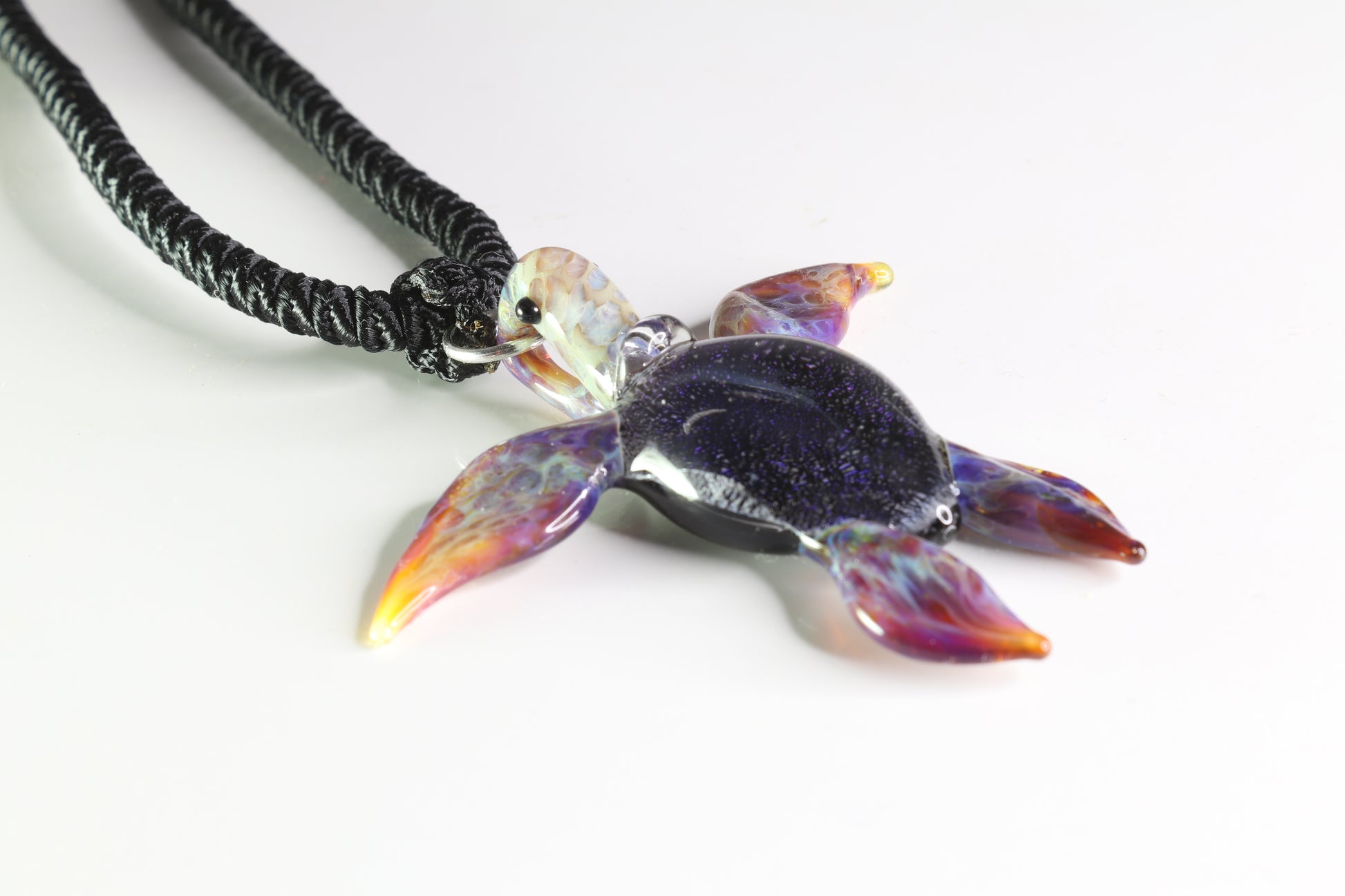 Luminous Hawaiian Purple Glass Sea Turtle Pendant Necklace - GLASSnFIRE