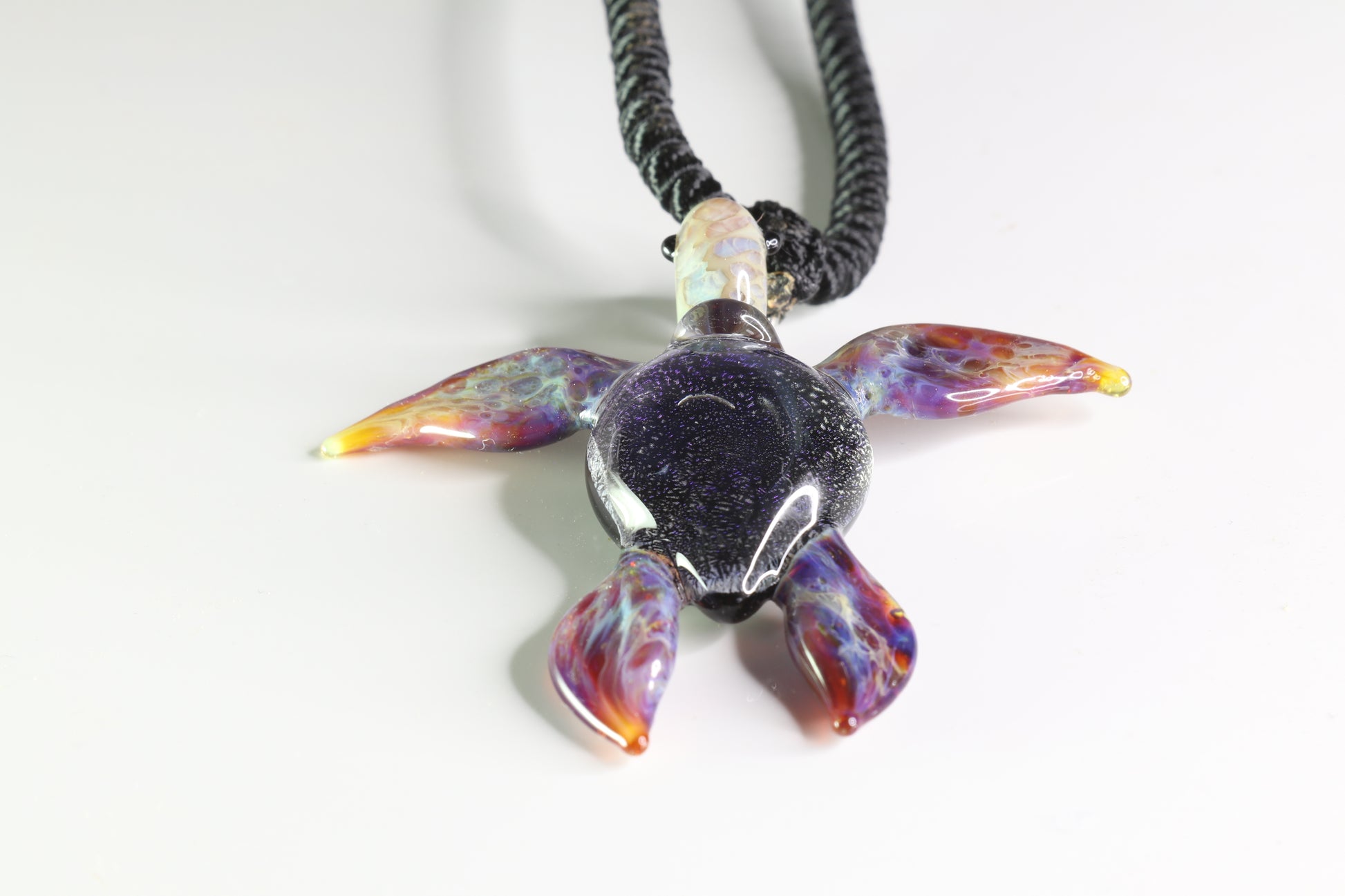 Luminous Hawaiian Purple Glass Sea Turtle Pendant Necklace - GLASSnFIRE