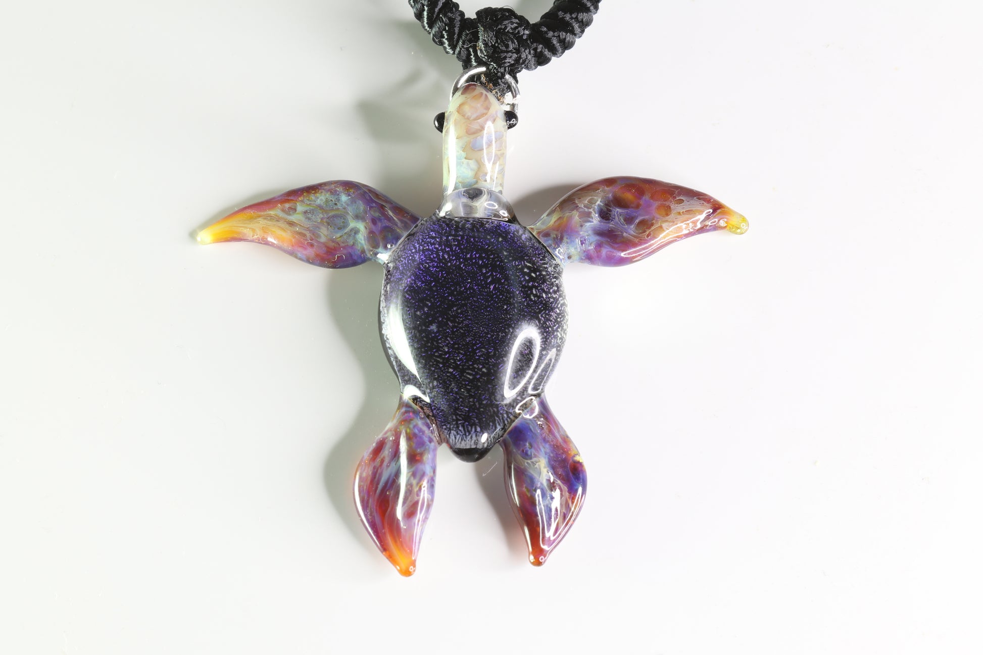 Luminous Hawaiian Purple Glass Sea Turtle Pendant Necklace - GLASSnFIRE