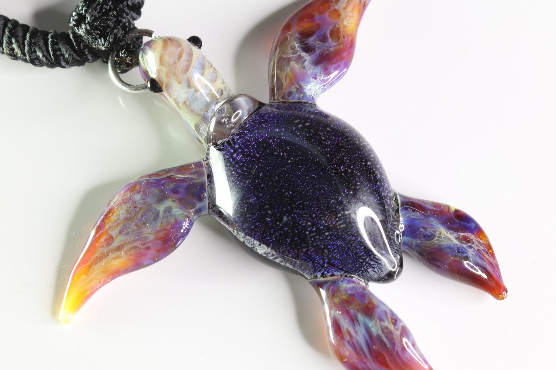 Luminous Hawaiian Purple Glass Sea Turtle Pendant Necklace - GLASSnFIRE