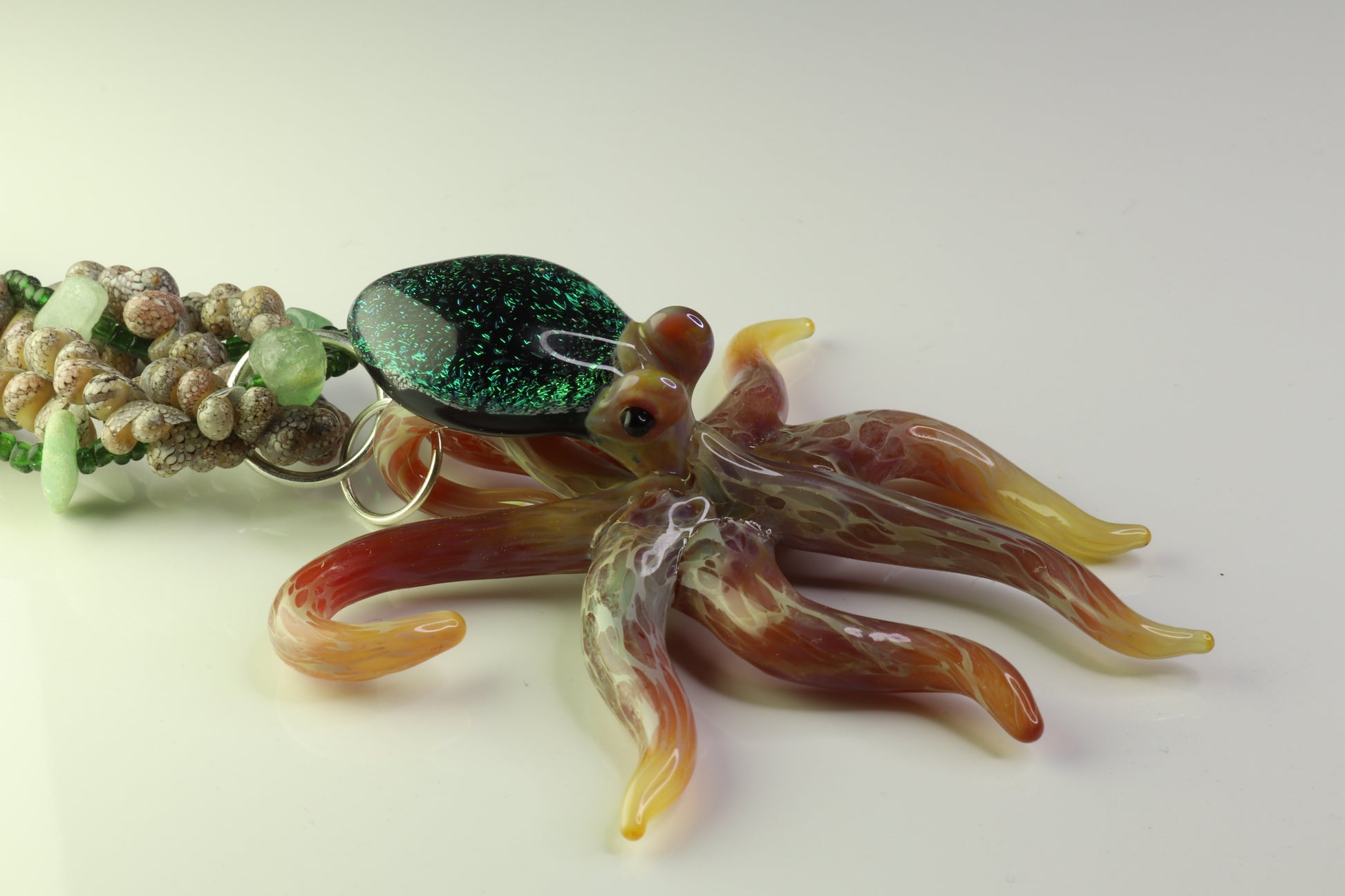 Emerald Glass Octopus Necklace - GLASSnFIRE