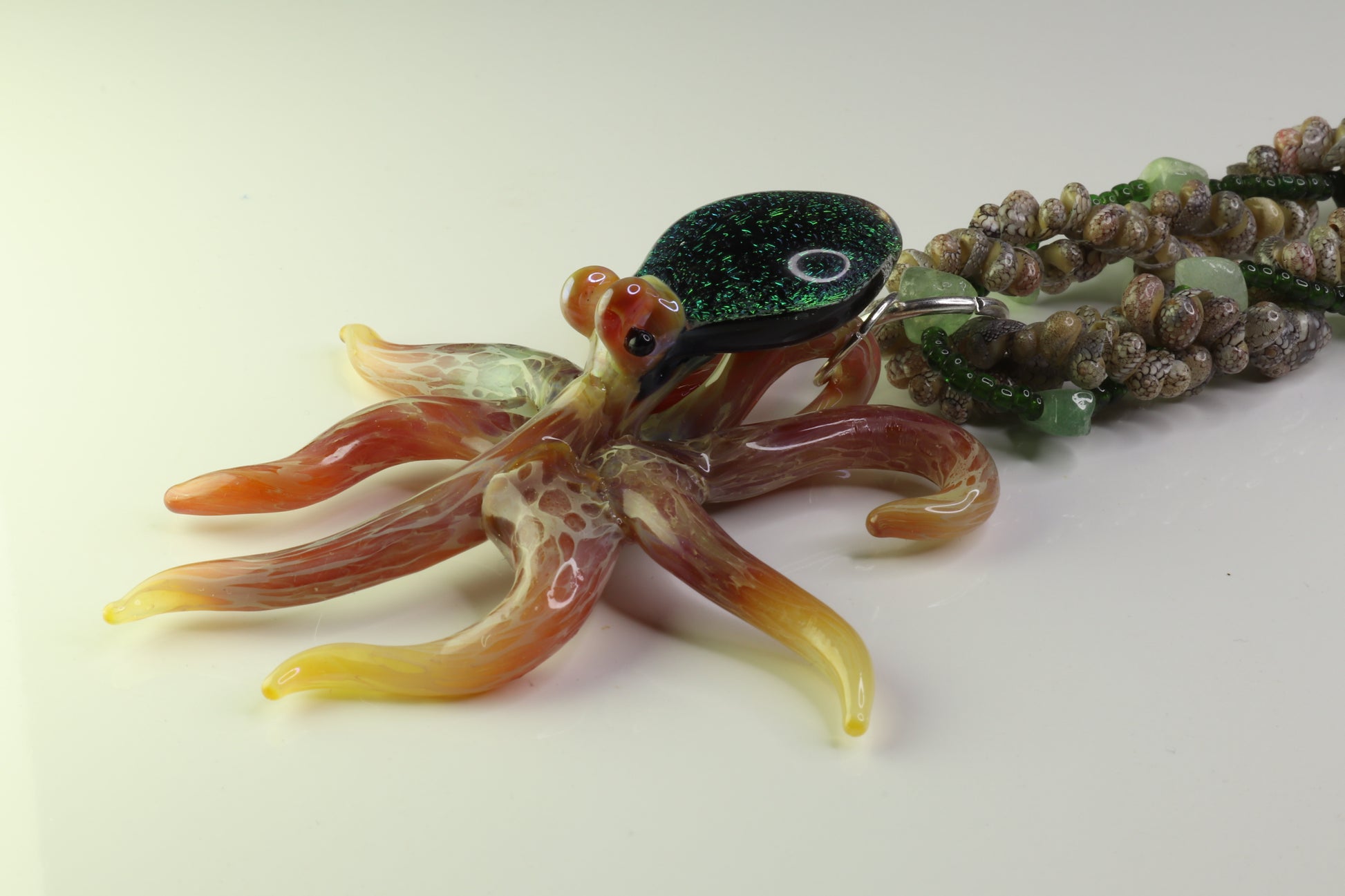 Emerald Glass Octopus Necklace - GLASSnFIRE