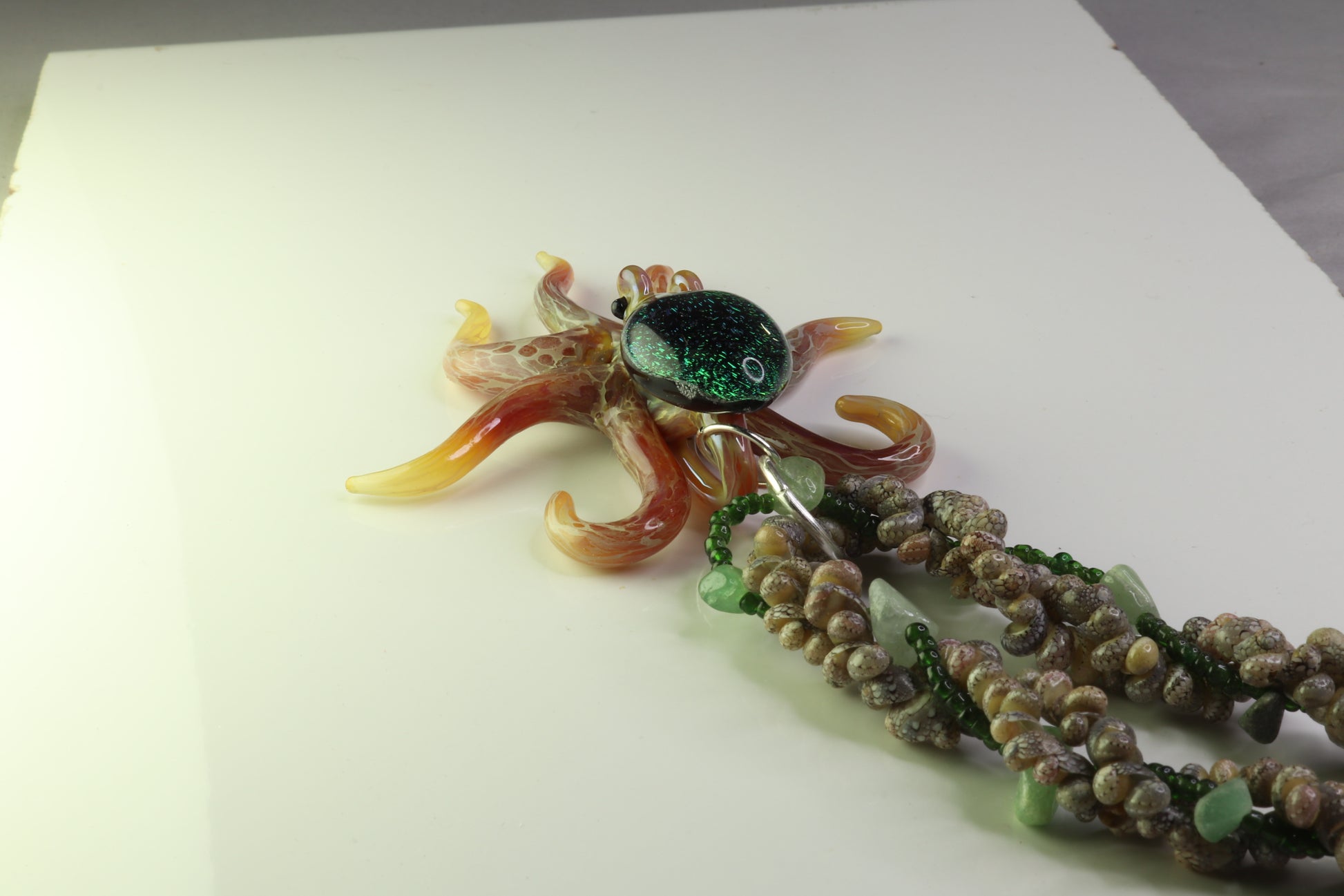 Emerald Glass Octopus Necklace - GLASSnFIRE