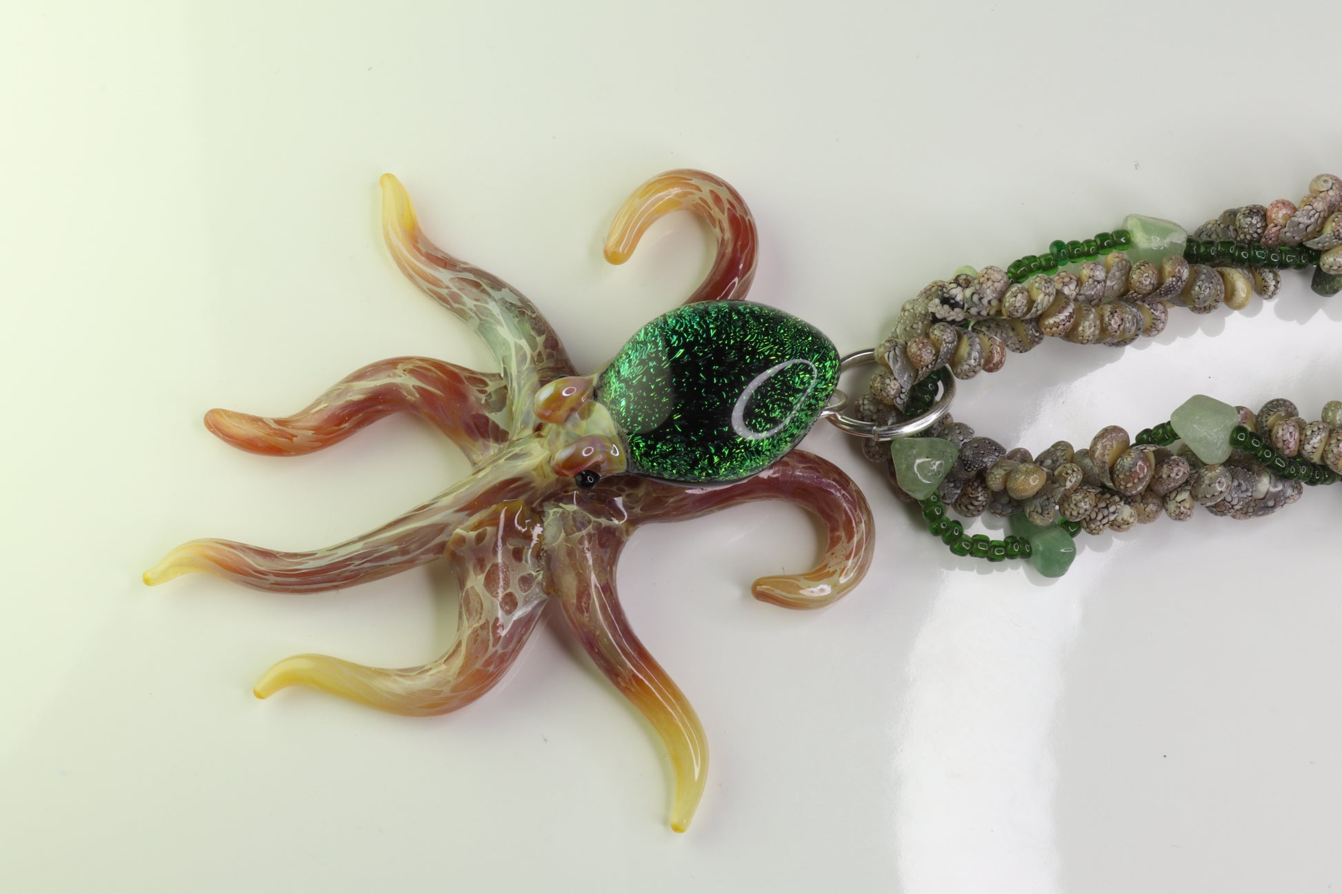 Emerald Glass Octopus Necklace - GLASSnFIRE