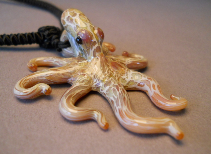 Octopus Pendant Glass Beach Jewelry Octopus Necklace Blown Glass Squid