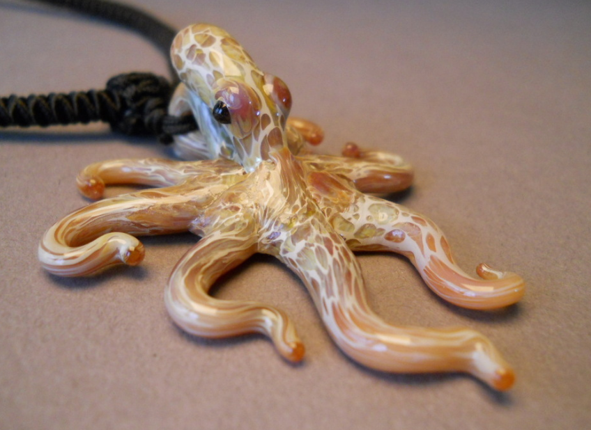 Octopus Pendant Glass Beach Jewelry Octopus Necklace Blown Glass Squid - GLASSnFIRE