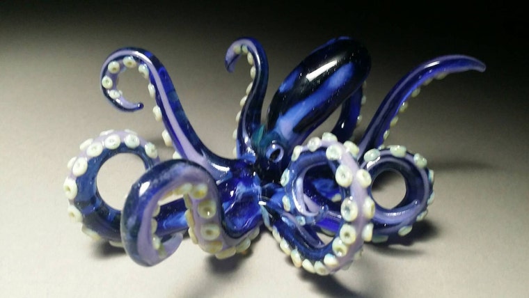 Colorful glass octopus sculpture